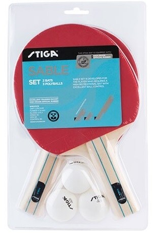 Stiga-Ping Pong- Table Tennis-Set SABLE: 2st bats, 3 balls (